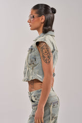 COMEBACK ERA DENIM SLEEVELESS TOP