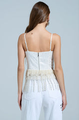 BOLD FRINGE PEARL TOP