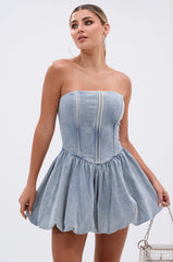 BELLA LOO MINI DRESS IN DENIM