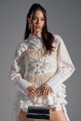 BOLD FRINGE PEARL TOP